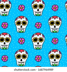 Cinco de Mayo holiday seamless pattern with skulls