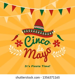 Cinco de Mayo holiday social media promotional post with colorful sombrero and text