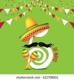 Cinco De Mayo icon design for celebration of the Mexican holiday on the fifth (Cinco) of May (Mayo). EPS 10 vector.