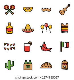 Cinco de mayo icons pack. Isolated cinco de mayo symbols collection. Graphic icons element