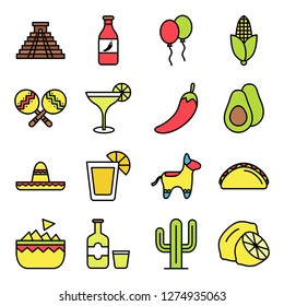 Cinco de mayo icons pack. Isolated cinco de mayo symbols collection. Graphic icons element