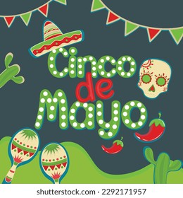 Cinco de Mayo Illustration,Mexico Celebration