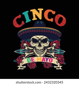 cinco de mayo illustrations with patches for t-shirts and other uses