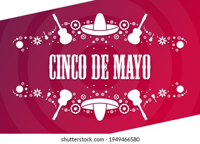 Cinco de Mayo. Inscription May 5 in Spanish. Holiday concept. Template for background, banner, card, poster with text inscription. Vector EPS10 illustration