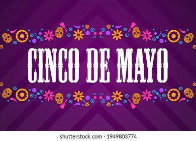 Cinco de Mayo. Inscription May 5 in Spanish. Holiday concept. Template for background, banner, card, poster with text inscription. Vector EPS10 illustration