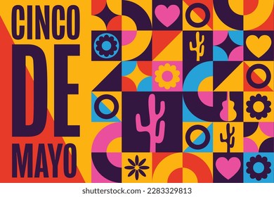 Cinco De Mayo. Inscription May 5 in Spanish. Holiday concept. Template for background, banner, card, poster with text inscription. Vector EPS10 illustration