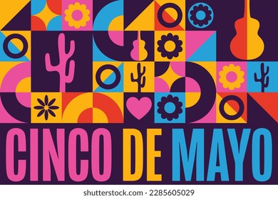 Cinco De Mayo. Inschrift Mai 5 auf Spanisch. Urlaubskonzept. Vorlage für Hintergrund, Banner, Karte, Poster mit Texteinschrift. Vektorgrafik EPS10