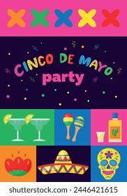 Cinco De Mayo. Inscription May 5 in Spanish. Holiday concept. Template for background, banner, card, poster with text inscription.