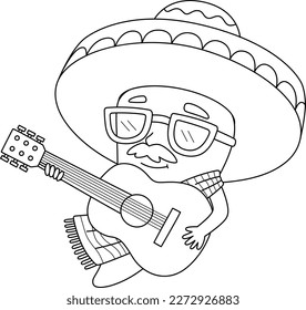 Cinco de Mayo Jalapeno Isolated Coloring Page 