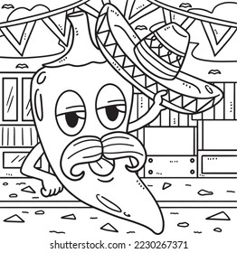 Cinco de Mayo Jalapeno Tipping Sombrero Coloring 