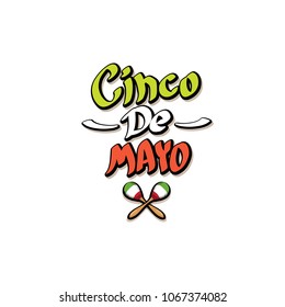 Cinco de Mayo label with hand drawn calligraphy lettering isolated on white background. Mexican fiests holiday vector background. Cinco de Mayo calligraphic greeting card or poster 