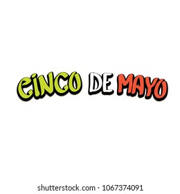 Cinco de Mayo label with hand drawn calligraphy lettering isolated on white background. Mexican fiests holiday vector background. Cinco de Mayo calligraphic greeting card or poster 