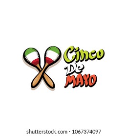 Cinco de Mayo label with hand drawn calligraphy lettering isolated on white background. Mexican fiests holiday vector background. Cinco de Mayo calligraphic greeting card or poster 