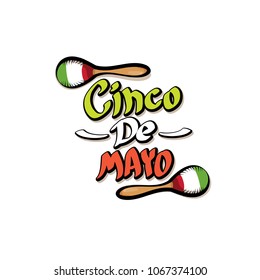 Cinco de Mayo label with hand drawn calligraphy lettering isolated on white background. Mexican fiests holiday vector background. Cinco de Mayo calligraphic greeting card or poster 