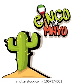 Cinco de Mayo label with hand drawn calligraphy lettering isolated on white background. Mexican fiests holiday vector background. Cinco de Mayo calligraphic greeting card or poster 