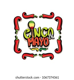 Cinco de Mayo label with hand drawn calligraphy lettering isolated on white background. Mexican fiests holiday vector background. Cinco de Mayo calligraphic greeting card or poster 