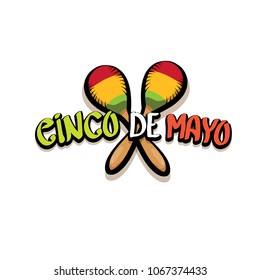 Cinco de Mayo label with hand drawn calligraphy lettering isolated on white background. Mexican fiests holiday vector background. Cinco de Mayo calligraphic greeting card or poster 