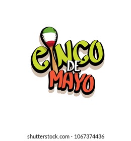 Cinco de Mayo label with hand drawn calligraphy lettering isolated on white background. Mexican fiests holiday vector background. Cinco de Mayo calligraphic greeting card or poster 