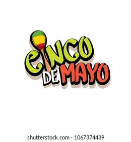 Cinco de Mayo label with hand drawn calligraphy lettering isolated on white background. Mexican fiests holiday vector background. Cinco de Mayo calligraphic greeting card or poster 