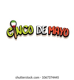 Cinco de Mayo label with hand drawn calligraphy lettering isolated on white background. Mexican fiests holiday vector background. Cinco de Mayo calligraphic greeting card or poster 