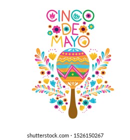 cinco de mayo label with maraca icon vector illustration design