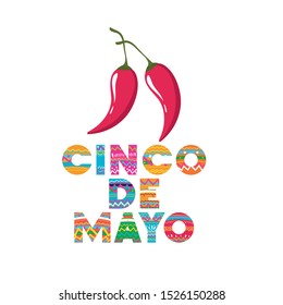 cinco de mayo label with peppers icon vector illustration design