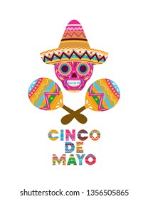 cinco de mayo label skull isolated icon