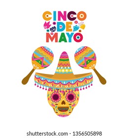 cinco de mayo label skull isolated icon