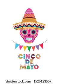 cinco de mayo label skull isolated icon vector illustration design