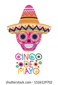 cinco de mayo label skull isolated icon vector illustration design