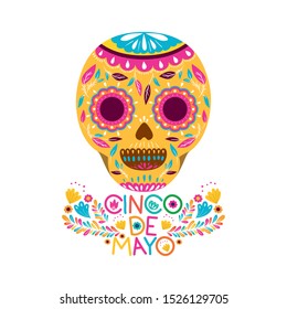 cinco de mayo label skull isolated icon vector illustration design