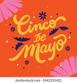 Cinco de mayo lettering background. Happy Cinco de mayo Fiesta. Cinco de mayo celebration. May 5. Vector illustration design for Poster, Banner, Flyer, Card, Post, Cover, Greeting. Mexican holiday.