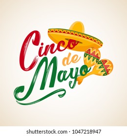 Cinco de Mayo lettering greeting text vector illustration. El Cinco de Mayo holiday.