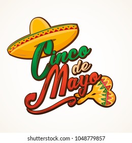 Cinco de Mayo lettering greeting text vector illustration.