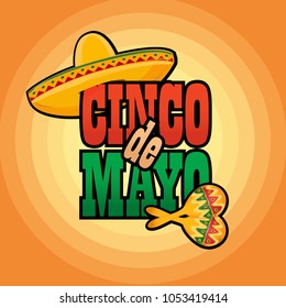 Cinco de Mayo lettering greeting text vector illustration.