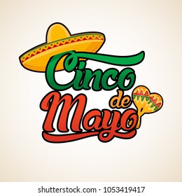 Cinco de Mayo lettering greeting text vector illustration.