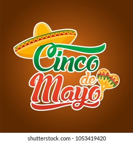 Cinco de Mayo lettering greeting text vector illustration.