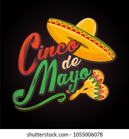 Cinco de Mayo lettering greeting text vector illustration.