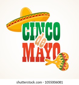 Cinco de Mayo lettering greeting text vector illustration.