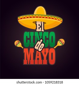 Cinco de Mayo lettering greeting text vector illustration.