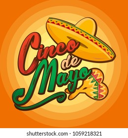 Cinco de Mayo lettering greeting text vector illustration.