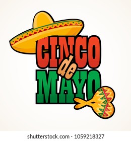 Cinco de Mayo lettering greeting text vector illustration.