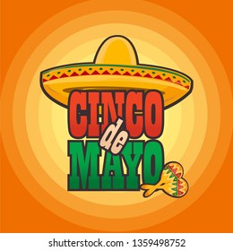 Cinco de Mayo lettering greeting text illustration.