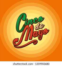 Cinco de Mayo lettering greeting text illustration.