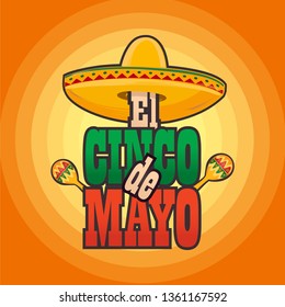 Cinco de Mayo lettering greeting text illustration.