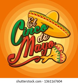 Cinco de Mayo lettering greeting text illustration.