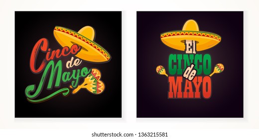 Cinco de Mayo lettering greeting text illustration.