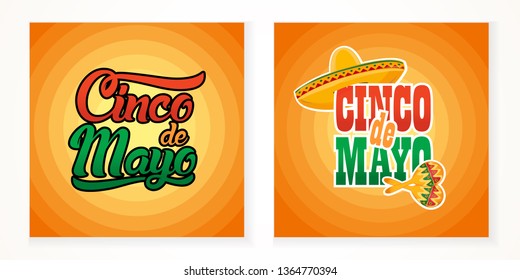 Cinco de Mayo lettering greeting text illustration.