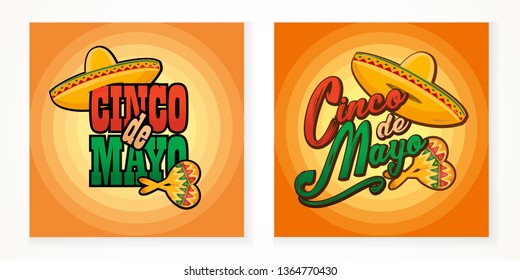 Cinco de Mayo lettering greeting text illustration.