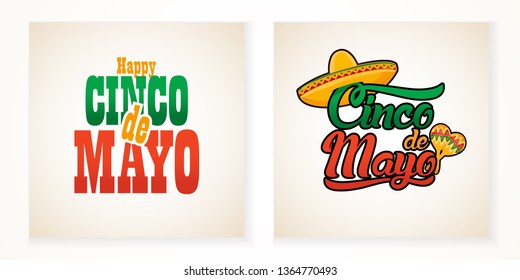 Cinco de Mayo lettering greeting text illustration.